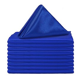 YOUR CHAIR COVERS - 20 inch Satin Washable Oversized Cloth Napkins, Hemmed Reusable Table Napkins for Restaurant, Dinner, Bistro, Wedding, Event, Parties, Kitchen - Royal Blue (Pack of 10)