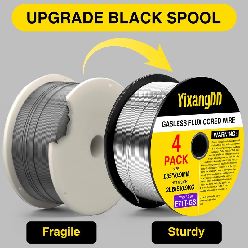 4-Pack 0.035" Flux Core Welding Wire, E71T-GS Low Splatter Gasless