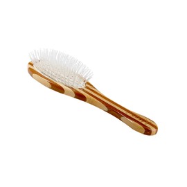 Bass Brushes | Ultra-Flex | Style & Detangle Pet Brush | Ultra-Flex Nylon Bristle | Pure Bamboo Handle | Full Oval | Striped Finish | Model A24-SB