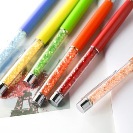 5 Pack Bling Metal Ballpoint Pen, 1.0mm Black Ink Bling Crystal Rollerball Pens, Glitter Writing Pens for Students, Girls, Women - Pink