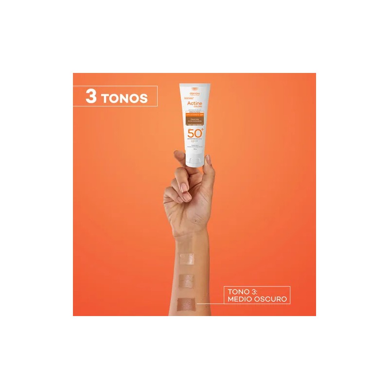Protector Solar Dermatolgico Facial Actine Colors Medio Oscuro FPS50 40g