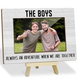The Boys Always an Adventure When We Are Together Wood Picture Frames Desk Decor for Toddler Boy Room Wood Photo Frames with Wood Stand for Tabletop Display Picture Gifts for Friends Decor - YT07
