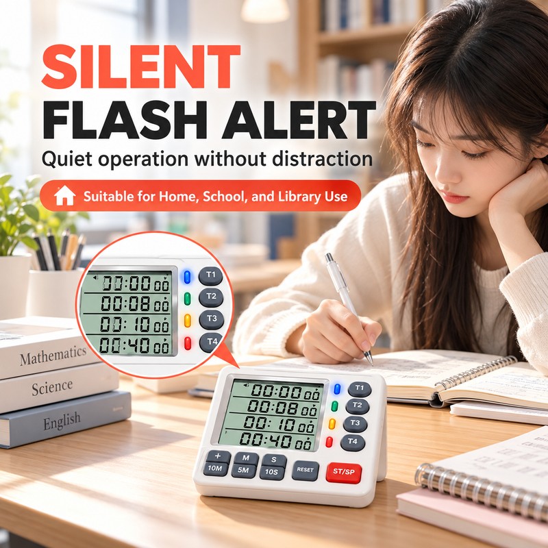 4-Channel Digital Kitchen Timer for Cooking & Study – LCD