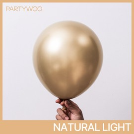 PartyWoo Metallic Chrome Gold Balloons, 120 pcs Gold Chrome Balloons Different Sizes Pack of 18 Inch 12 Inch 10 Inch 5 Inch for Metallic Gold Balloon Garland or Arch as Party Decorations, Gold-G127