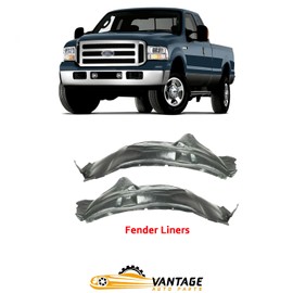 Vantage Auto Parts - Front Fender Liner Compatible with Ford F-Series Super Duty 1999-2007 | DIRECT REPLACEMENT | Right & Left Side | Plastic | 4C3Z16054AA 5C7Z16055AA | FO1246108 FO1247108