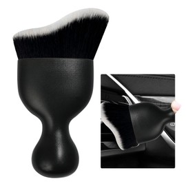 Ziciner Car Detailing Brush, Curved Soft Bristles Auto Removal Dust Collectors, Universal Vehicle Dashboard, Air Conditioner Vents etc Interior Cleaning Tool Accessories (Black & White)