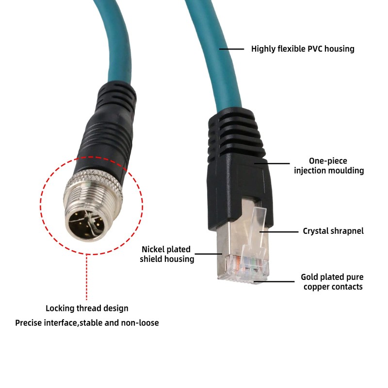SZRMCC M12 - Cable de red Ethernet RJ45 (8 posiciones,