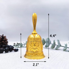 Hourwof Hand Call Bell,Metal Lotus Service Bell Wedding Bell Dinner Bell Pet Training Bell Chrismas Bell,Gold