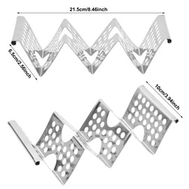 Wisebom Taco Holder 4 Pieces Stainless Steel Taco Holder Stand Taco Bowls with Handles, Wave-shaped Taco Rack Hot Dog Holder Taco Trays Taco Truck Tray Plates Dishwasher Safe Tortilla Holder