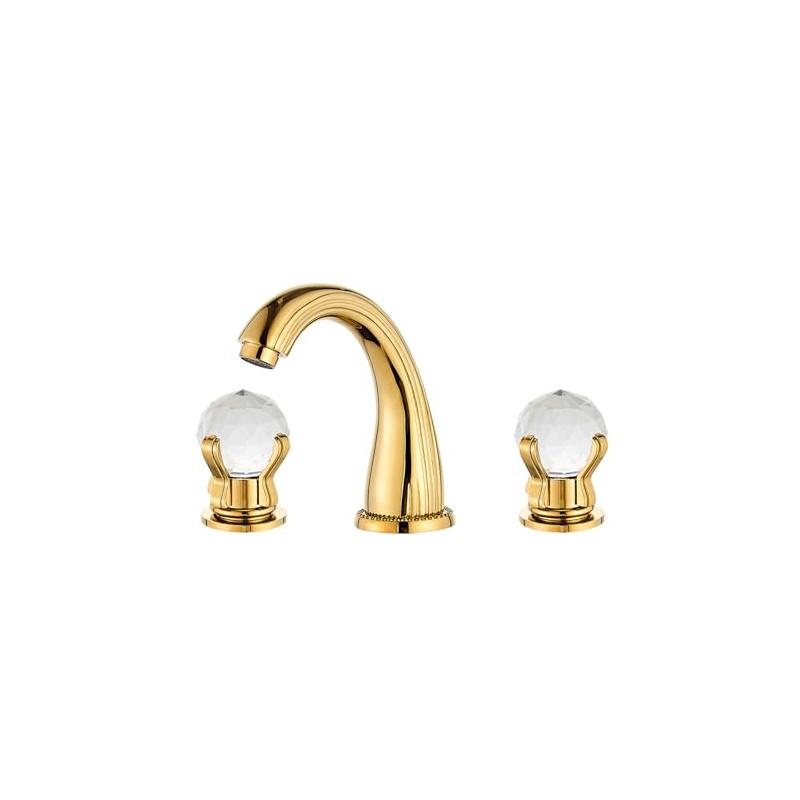 Bathroom Sink Faucet 3 Hole Deck Mounted Widespread Brass Bathroom