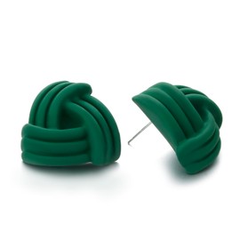 RUOFFETA Acrylic Love Knot Stud Earrings, Candy Color Statement Earrings for Women(Dark Green2)