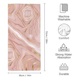 HIKENVIU Pink Golden Bath Hand Towels for Bathroom Set of 2 Rose Pink Modern Bath Hand Towels for Bathroom Decorative Yoga Swim Hotel Spa Home Decor 14x28 Inch