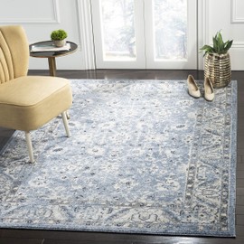 SAFAVIEH Charleston Collection CHL413N Oriental Distressed Non-Shedding Living Room Bedroom Dining Home Office Area Rug, 5'3" x 7'6", Navy / Light Grey