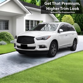 BOGAR TECH DESIGNS Front Chrome Delete Overlay Film Compatible with Infiniti QX60 2016-2021, Gloss Black