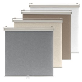 Ajadeblind Cordless Blackout Roller Shades for Indoor Windows – Jacquard Linen Look, Thermal UV Blocking Pull Down Blinds for Bedroom, Office, Home(Linen Gery,23"x72")