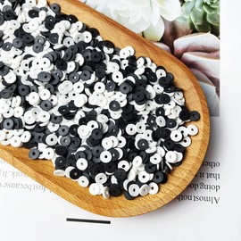 Xinhongo 2000pcs Mix Black White Clay Beads Heishi Flat Beads for Jewelry Making Earrings Bracelets Necklaces