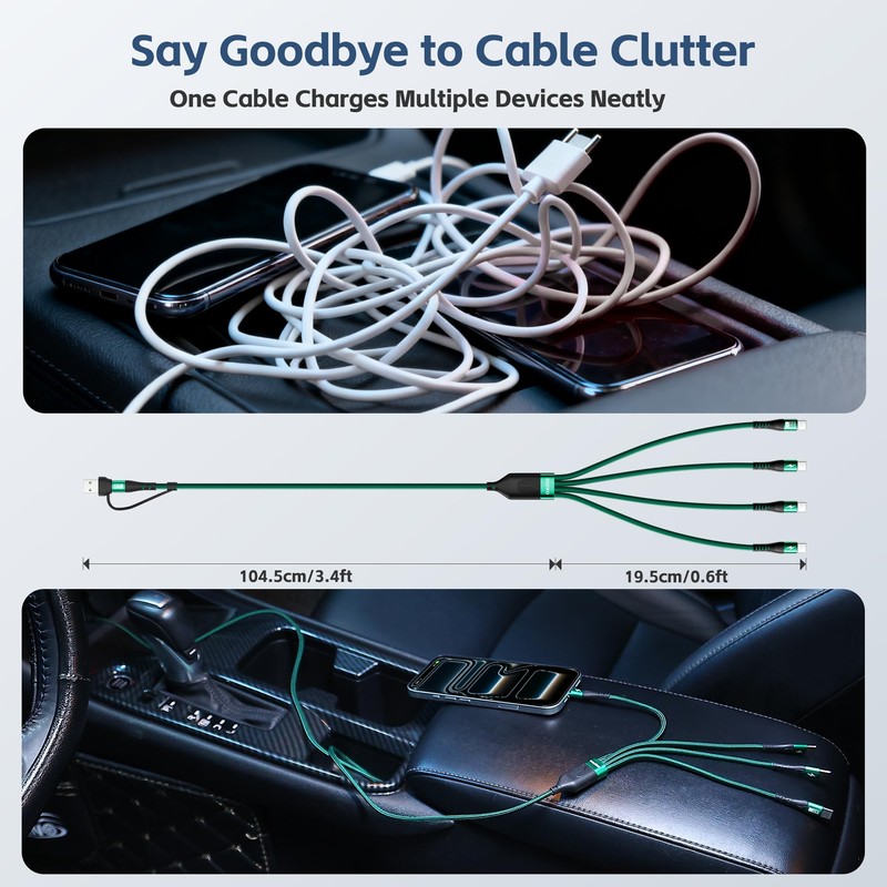 SIQIWO 100W Multi Charging Cable, 4 in 2 USB C