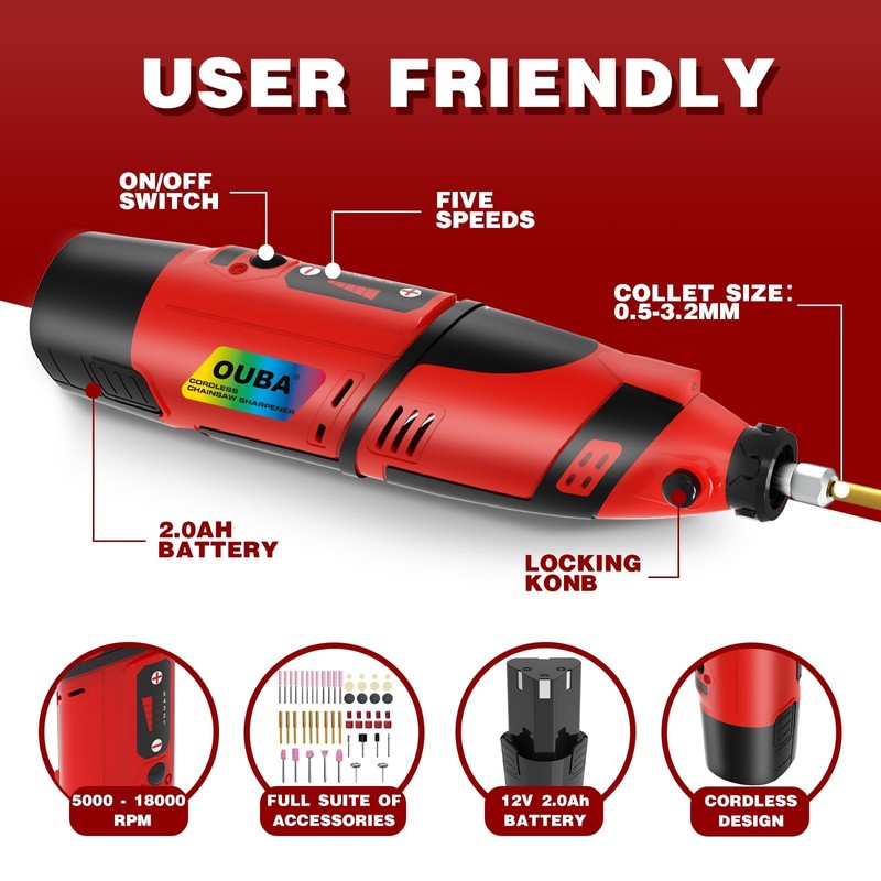 Electric Chainsaw Sharpener Kit - Cordless Chain Saw Sharpener Tool