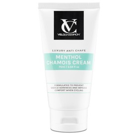 VeloChampion Luxury Chamois Cream for Cyclists, Runners and Athletes | Vegan, Cooling, Moisturising Anti-Chafing Cream | Reduces Friction and Chafing | Suitable for Men Women (75 ml)