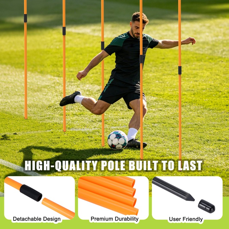Hikeen Upgraded Agility Poles, 6 Pack 6ft Soccer Training Poles,