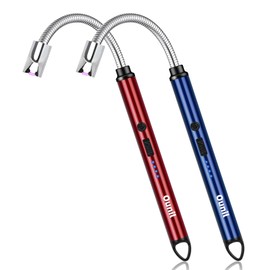 Ounil Electric Lighter 2-Pack Candle lighters USB Rechargeable Type-C Windproof Flameless arc Lighter LED Battery Display, Suitable for Light Candle Firework BBQ Camping (Blue&red