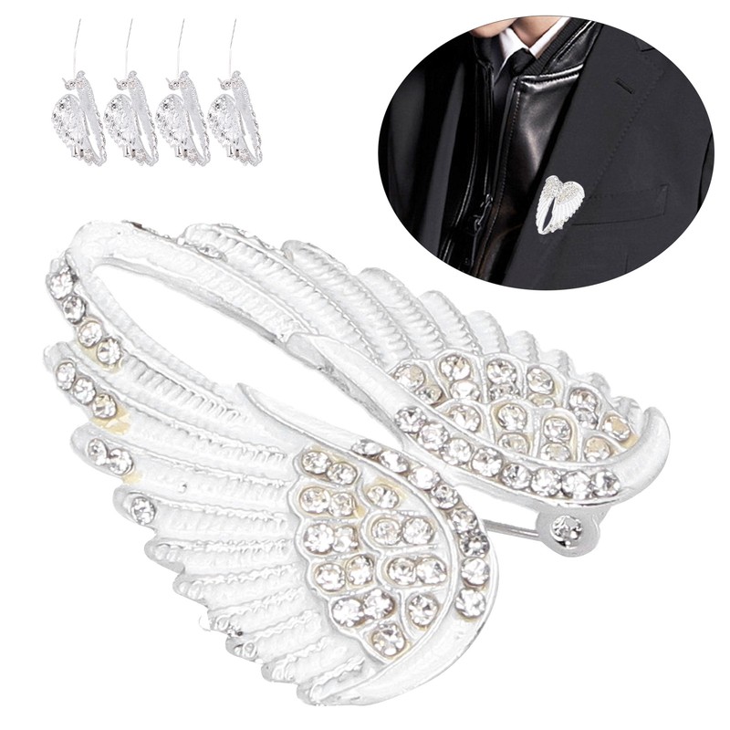 4Pcs Brooch Pin Diamond Angel Wing Pattern Cute Fashion Lapel