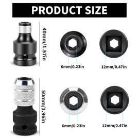 Rierousy Schlagschrauber Bit Adapter, Stecknuss-Adapter 1/2 Vierkantantrieb Auf 1/4 Zoll-Sechskantschaft für Schlagratschenschlüssel und Schraubendreher-Bit-Halter, Adapter 1/4 auf 1/2 zoll