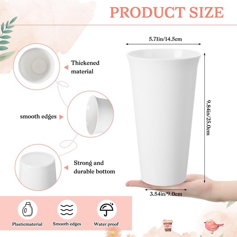 Ninehaoou 8 Pack Flower Buckets 9.84 Inch Plastic Flower Vases