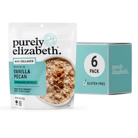 Purely Elizabeth Vanilla Pecan Superfood Oatmeal, with Collagen, Gluten Free, 8 Oz (Pack of 6)