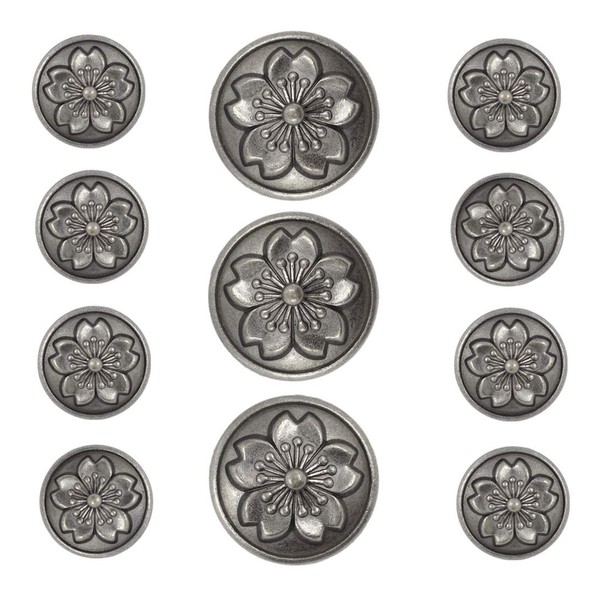 Bezelry Sakura Blazer Button Set Gray Silver Color Metal Shank