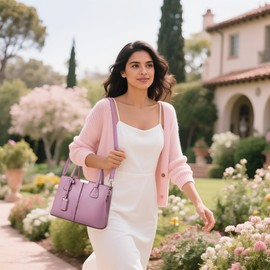 DORRISO Women Handbags Fashion Ladies Top Handle Bag Large Capacity Tote Bag Cute Ornaments Travel Leisure PU Leather Shoulder Bag Purple