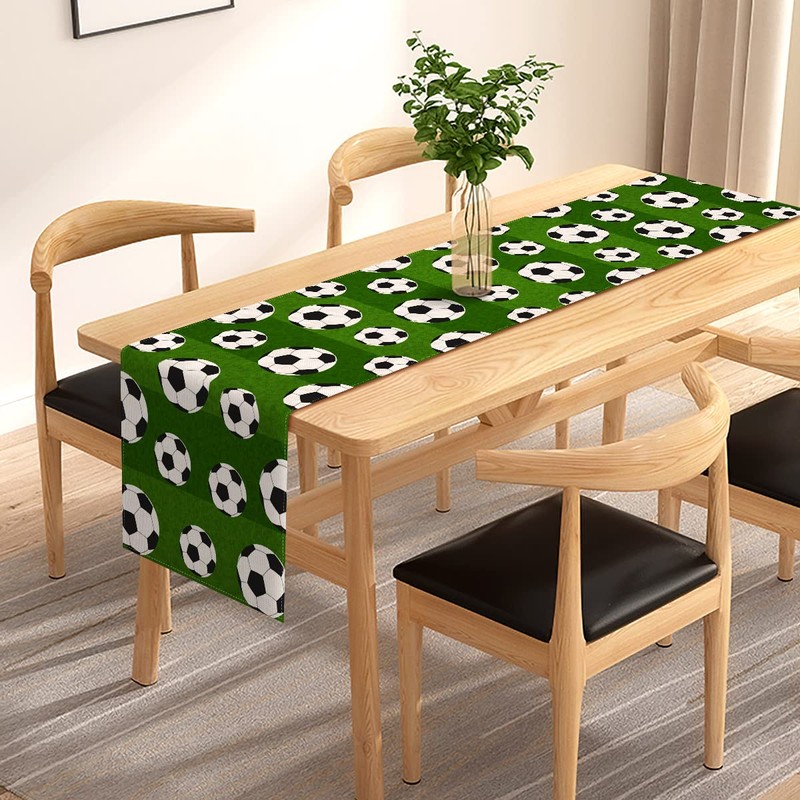 Pudodo Soccer Table Runner Sport Baby Shower Tablecloth Soccer Theme