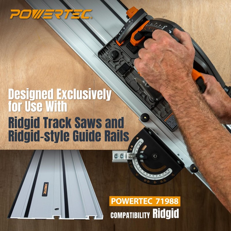 POWERTEC Adjustable Angle Track Saw Miter Guide for Ridgid Guide