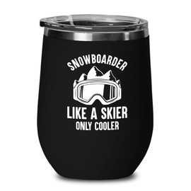 Snowboard Black Wine Tumbler 12oz - snowboarder like - Ski Snowboard Goggles Snowboarder Skiing Snowboarding Gift Skiers Hiking Mountain Snowboareing