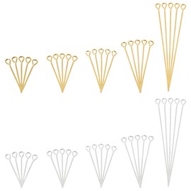 PandaHall Elite 600 Pieces 6 Sizes Brass Eye Pins Head Pins Results 21 Gauge Open Eye Pin for Earring Pendant Beads Jewellery DIY Craft Making Golden & Silver, Length 1.6/2/2.2/2.6/3/5 cm