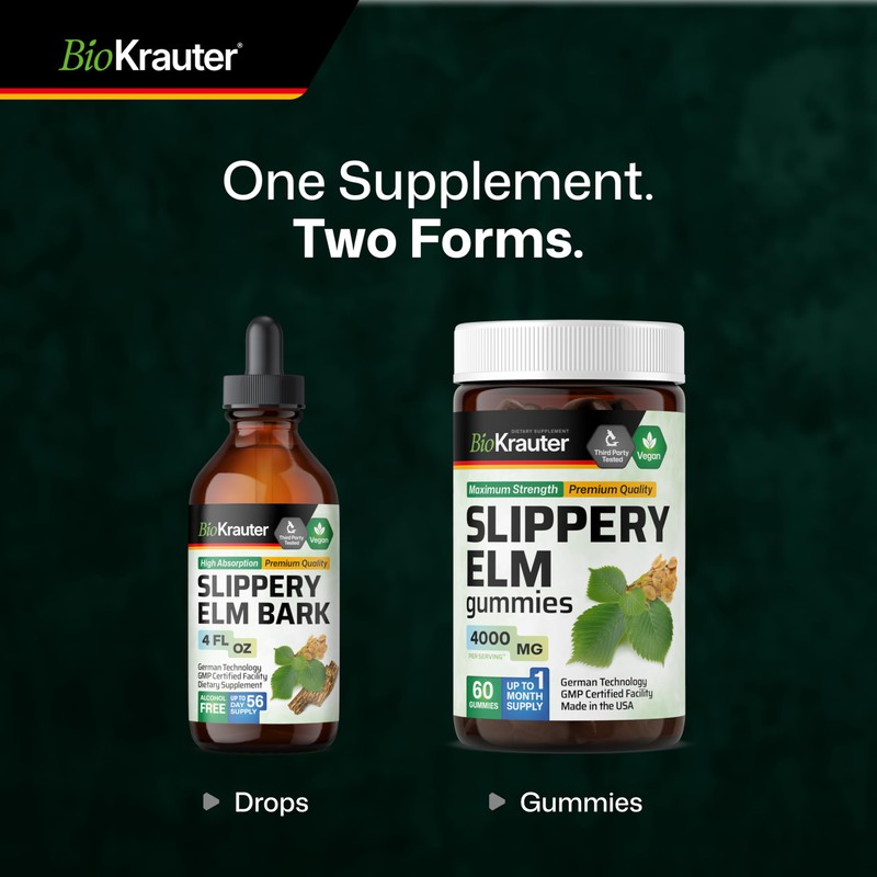BIO KRAUTER Slippery Elm Bark Tincture - Pure Slippery Elm