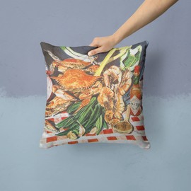 Caroline's Treasures 8537PW1414 Crab Boil Decorative Canvas Fabric Pillow, 14Hx14W, Multicolor