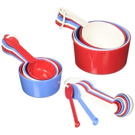 prepworks from Progressive International - Juego de 19 utensilios, 9 cucharas y 10 tazas medidoras, rojo/blanco/azul
