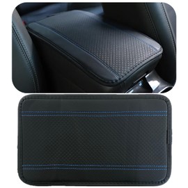 Funda Universal para Reposabrazos Central Tapete de automóviles Accesorio de Proteccion Impermeable de Piel Sintetica (Negro con AZUL)