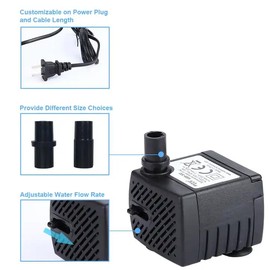 SZDLBT 60GPH 2.5W Mini Submersible Water Pump- Ultra-Quiet, Adjustable Flow, Easy to Clean, Perfect for Aquariums, Fish Tanks, Ponds, and Fountains