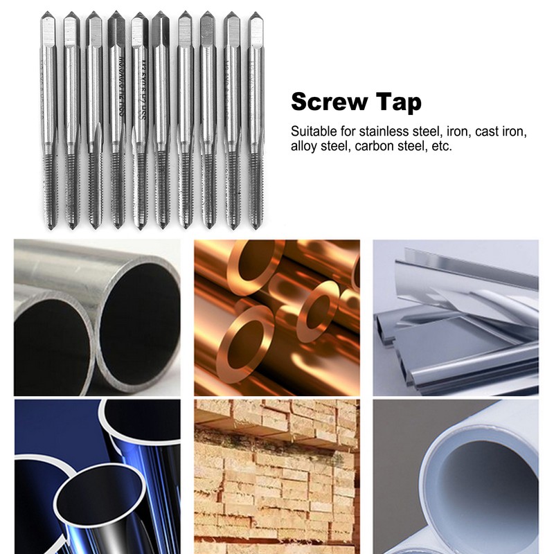 10pcs M3.5x0.6 Screw Tap Straight Flute HighSpeed Steel High Hardness