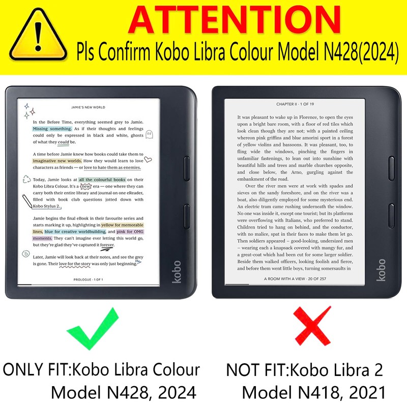 DMLuna Origami 2-Way Stand Case for Kobo Libra Colour (Model:N428,
