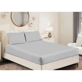 Sapphire Collection Luxury Percale Non Iron Silver Fitted Sheet Size - KING