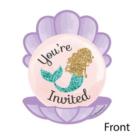 Big Dot of Happiness Let's Be Mermaids - Shaped Fill-In Invitations - Baby Shower or Birthday Party Invitation Cards with Envelopes - Set of 12