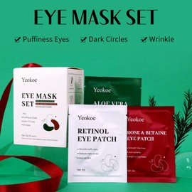 Yeokoe Under Eye Patches For Puffy Eyes and Dark Circles Wrinkle,30 Pairs Face Masks SkinCare With Retinol Serum,Aloe Vera,Rose Betaine