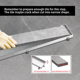 SaniteModar Linear Shower Drain, Linear Drain 36 inch with Tile Insert 2 in 1 Panels, AISI 304 Stainless Steel Brushed Shower Floor Drain with Adjustable Feet and Hair Catcher