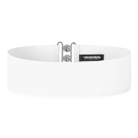 BlackButterfly 3 Inch Elastic Waist Clasp Belt (White, L)