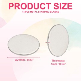 PATIKIL 44 Pcs Metal Stamping Blanks, 21mm Round Stamping Name Tags Stainless Steel Blanks Metal Plate Disc Circle for Laser Engraving Stamping Dog Tags Keychain Making