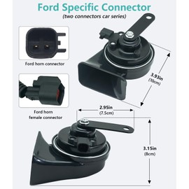 NEOGET Car Horn Kit Compatible with Ford,12V Loud Waterproof Auto Horn, High Low Dual Tone 126 Decibel, Replacement for Ford (2 Connectors)