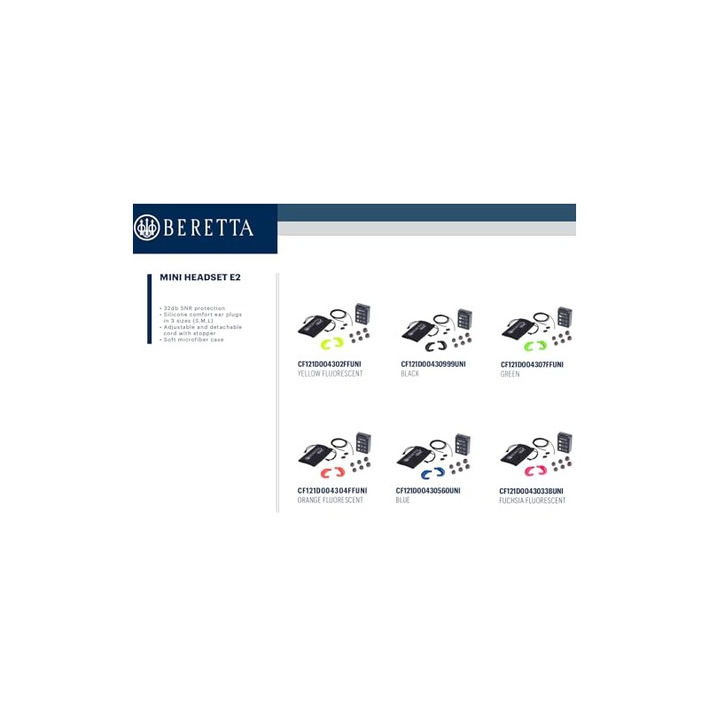 Beretta Mini Headset E2 32db SNR Soft Silicone Ergonomic Shooting
